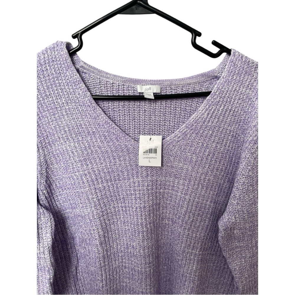 J. Jill Placed-Pattern Slub-Textured Ribbed Hem Sweater Lavender Sz L $89 NWT - Picture 3 of 5